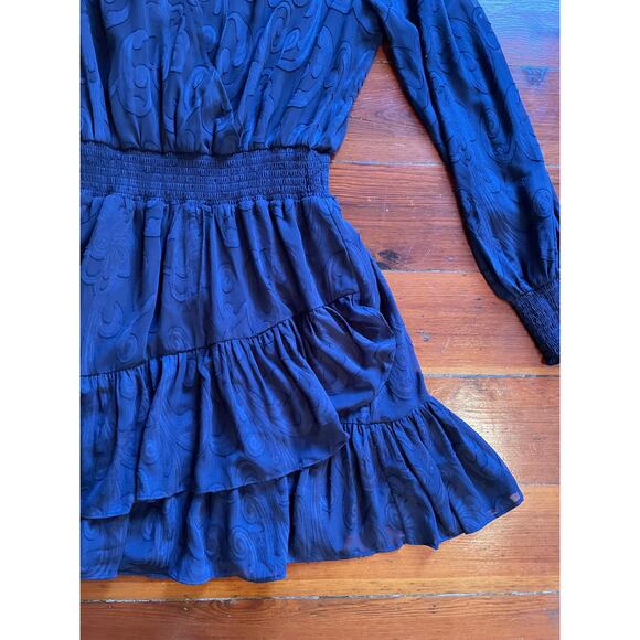 Lilly Pulitzer Navy Jacquard Long Sleeve Smocked Waist Mini Dress 12 - Picture 6 of 12